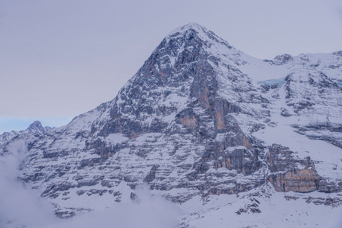 Eiger north face in Winter in from Lauberhorn