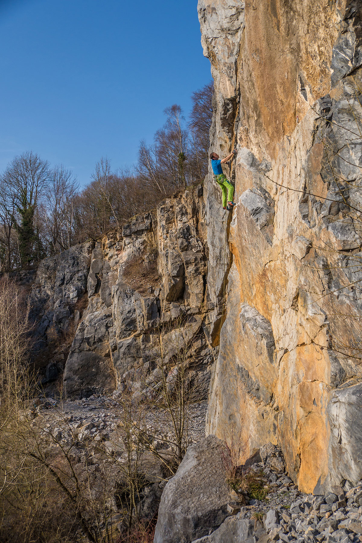 Warstein, Hillenberg, Route „Sidewinder“, 9-, Climber Mathias Weck