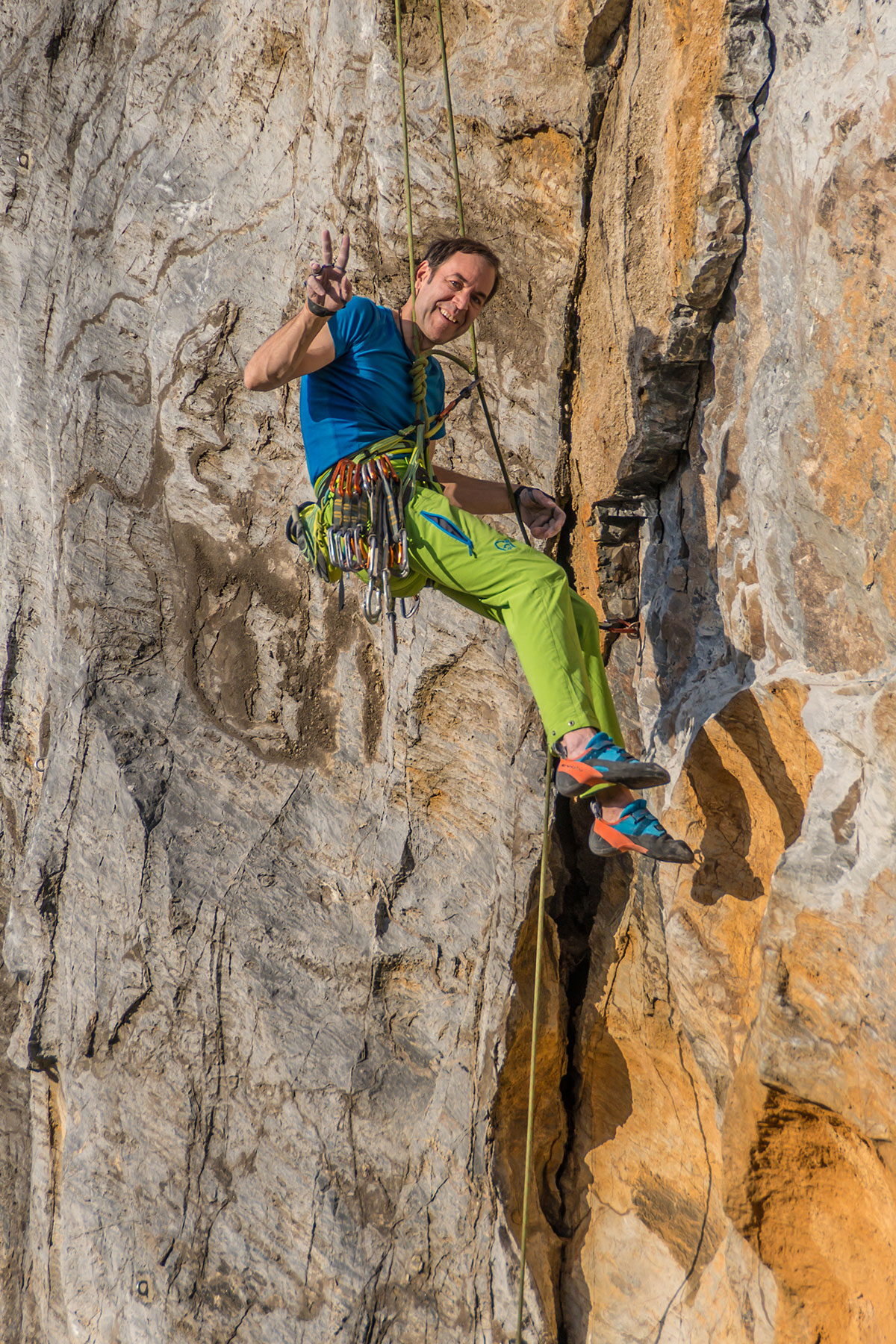 Warstein, Hillenberg, Route „Sidewinder“, 9-, Climber Mathias Weck