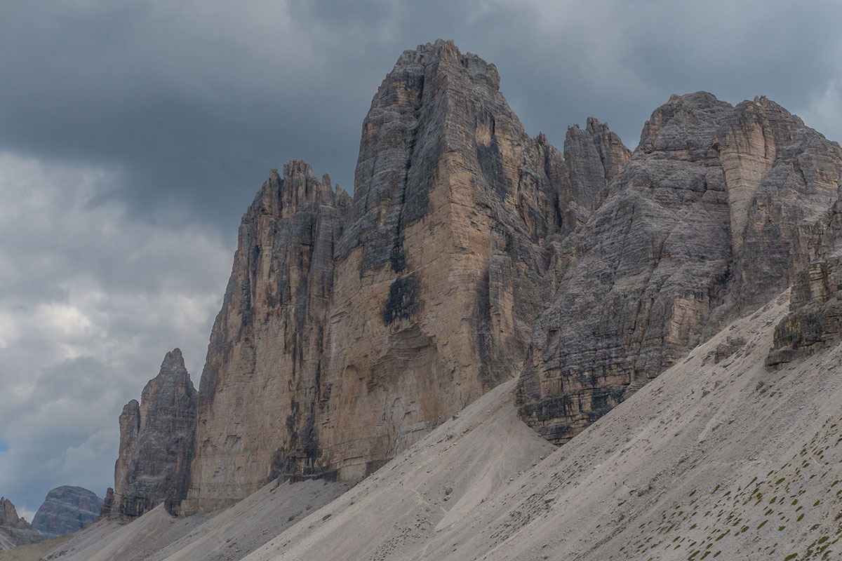 view of the North face from the base of the Three Peaks Dolomites, Italy - 