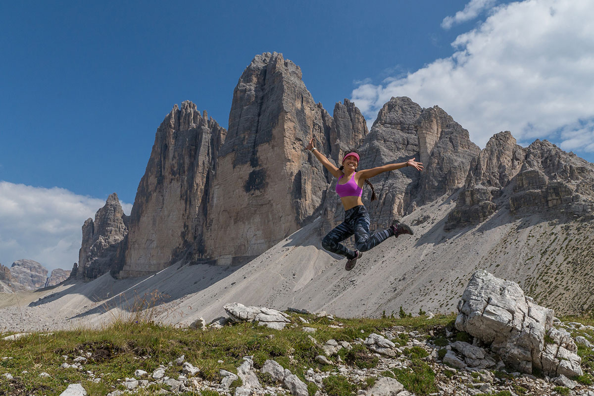 view from the base of the Three Peaks Dolomites, Italy - 