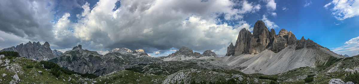 Clouds above the Three Peaks Dolomites, Italy, 