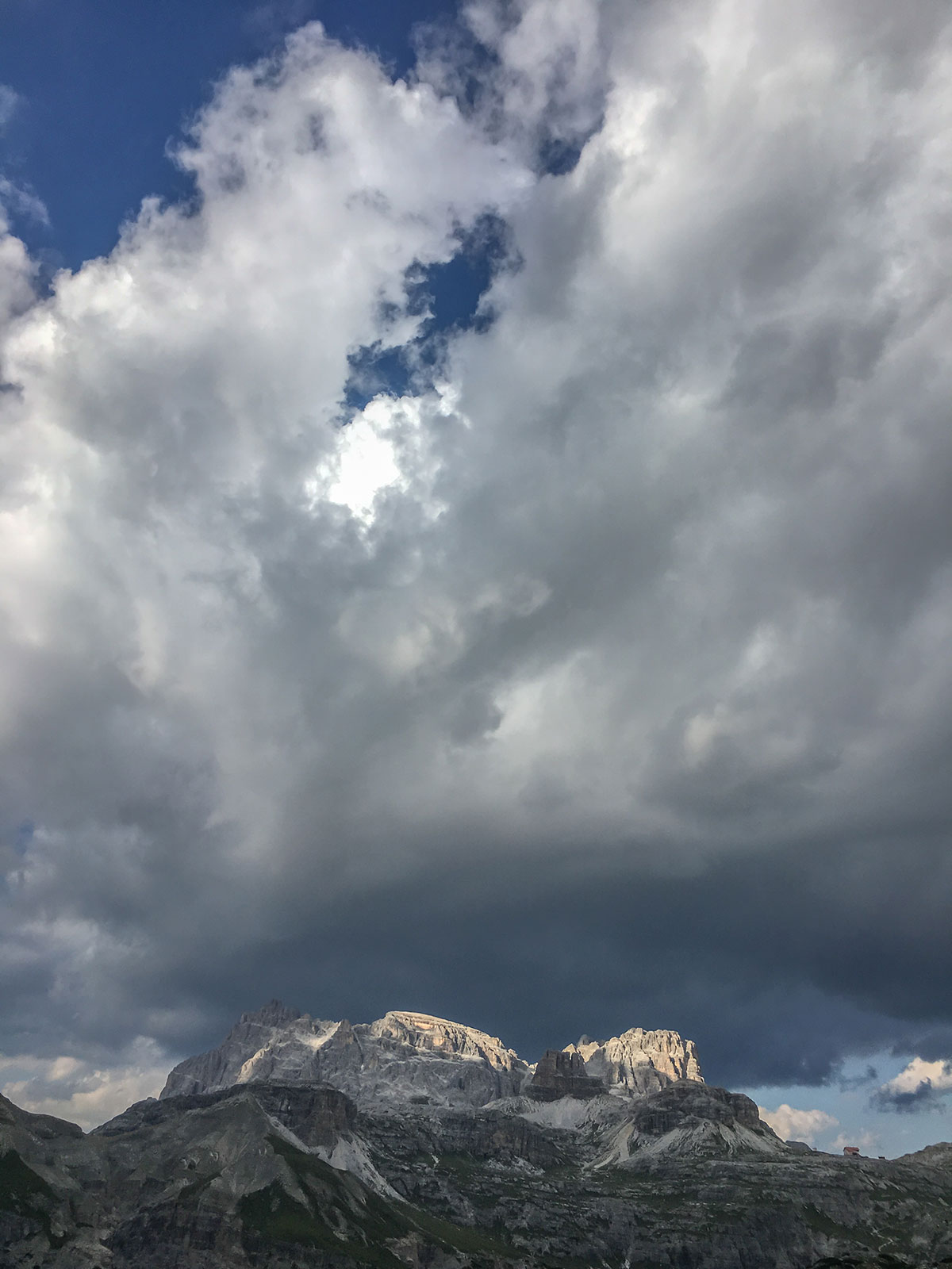 Clouds above the Three Peaks Dolomites, Italy