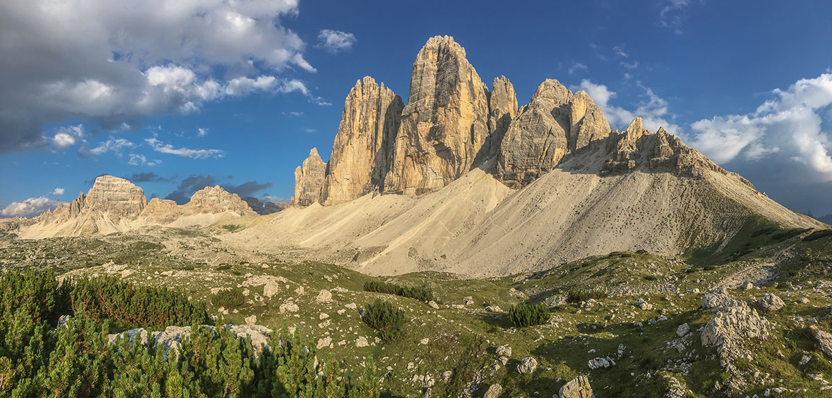 Three Peaks Dolomites, Italy Panorama - Afternoon