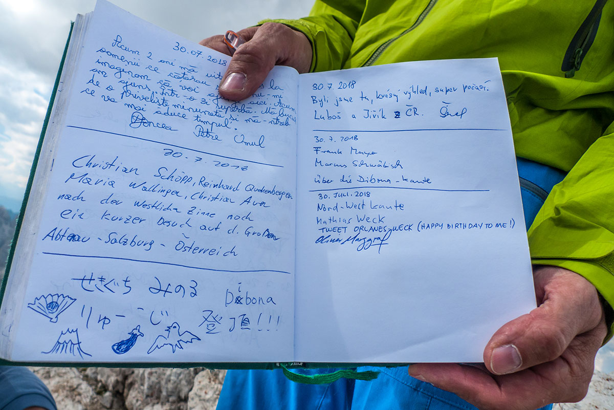 Summit Book of the Big Pinnacle, Three Peaks Dolomites, Italy