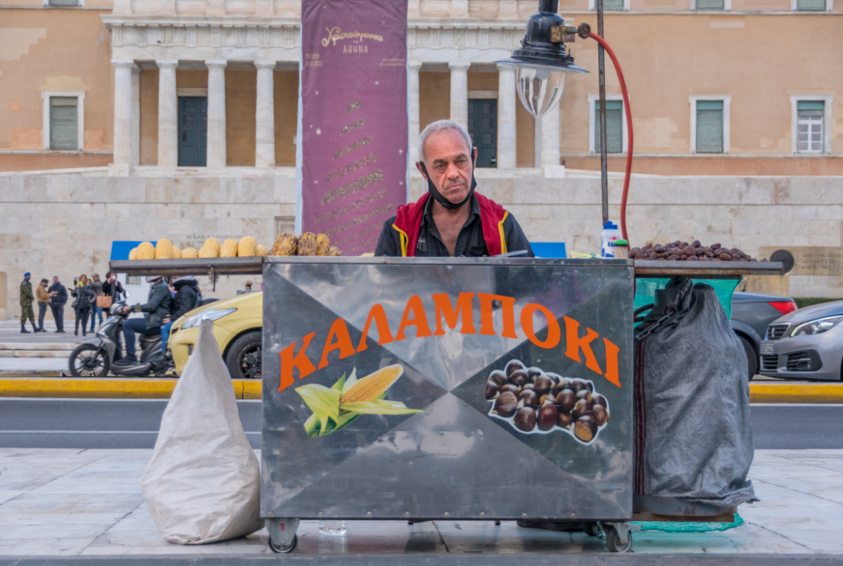Greece, Athens, chestnut seller