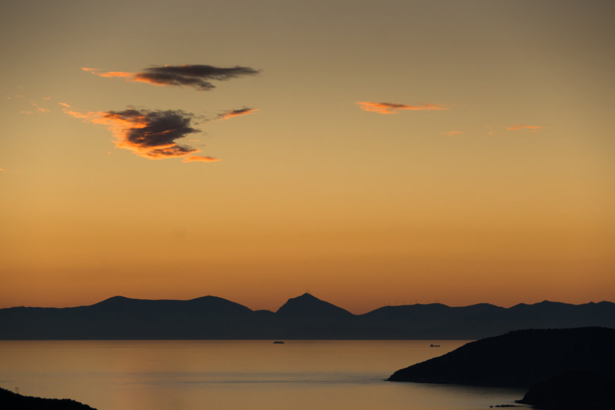 Greece, Athens, coastline at sunset