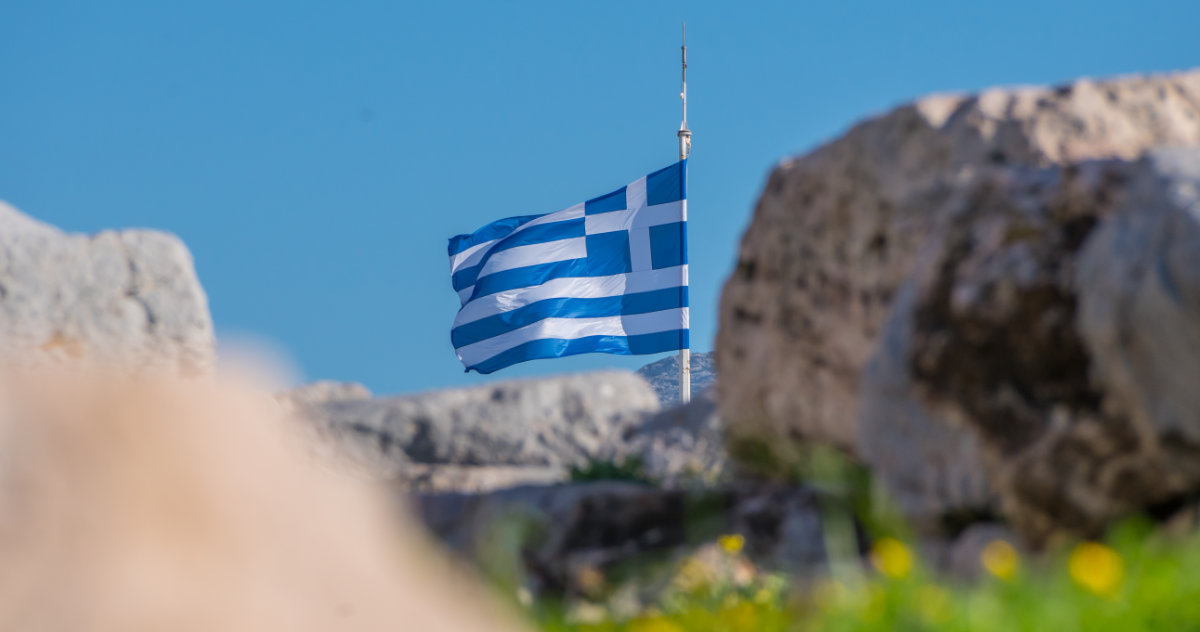 Greece, Athens, Acropolis, greek flag